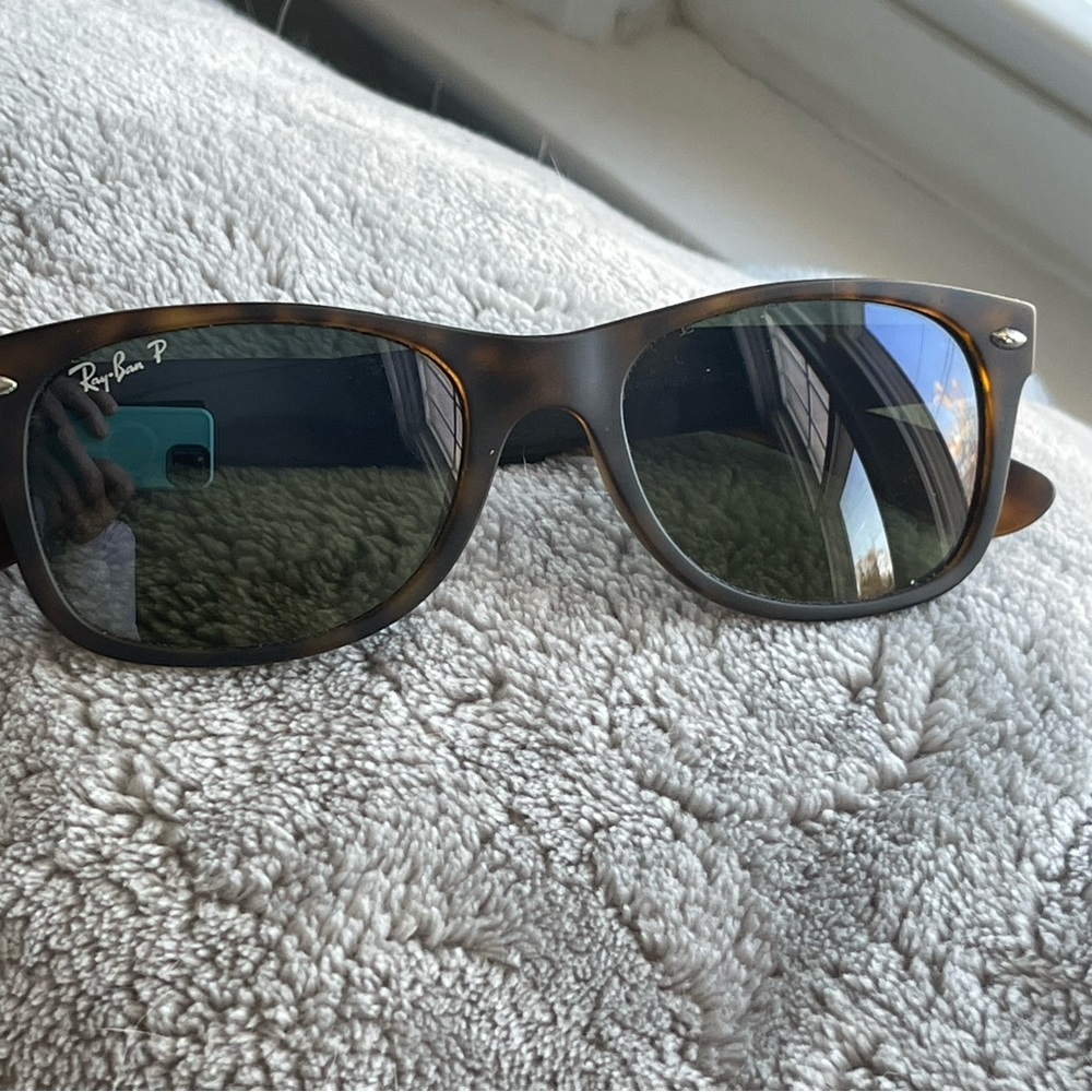 Ray-Ban Sunglasses RB2132 NEW WAYFARER 894/76 Matte Tortoise Frames Green Lenses